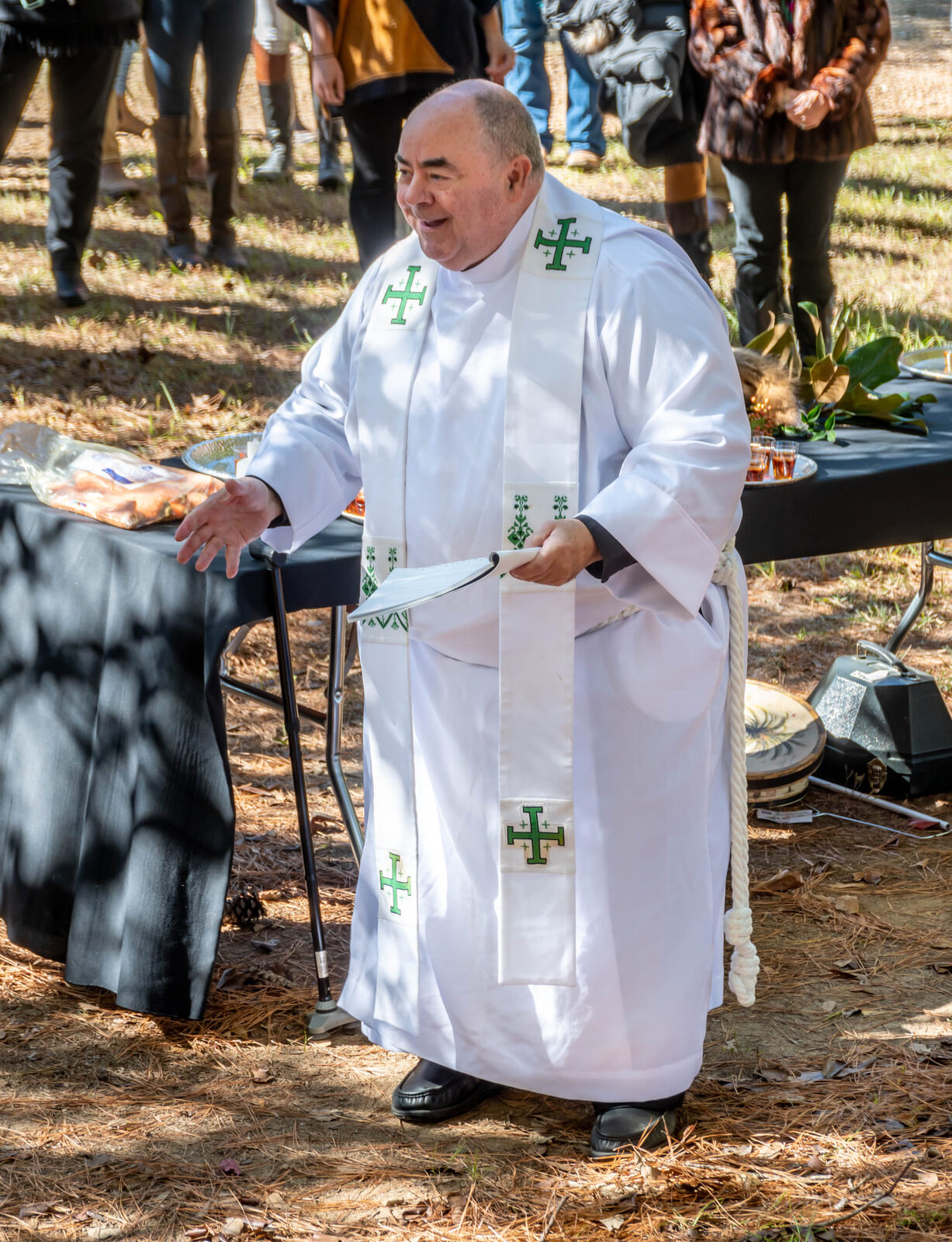 A priest blessing the hounds at the opening meet
